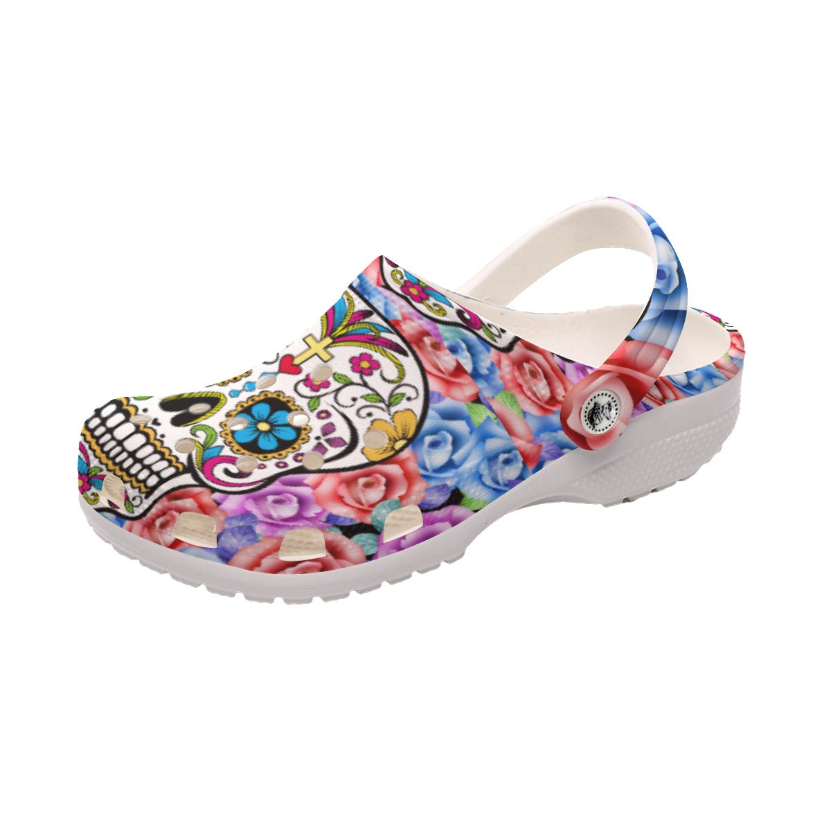 Sugar skull day of the dead floral Women's Classic Clogs