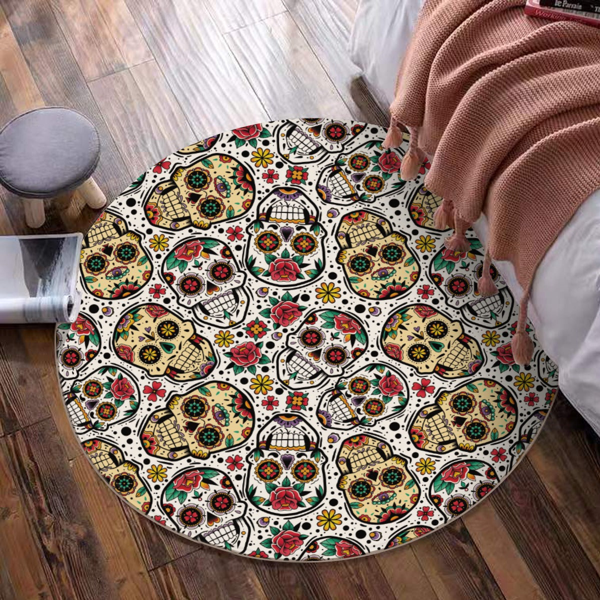 Day of the dead pattern Foldable round mat