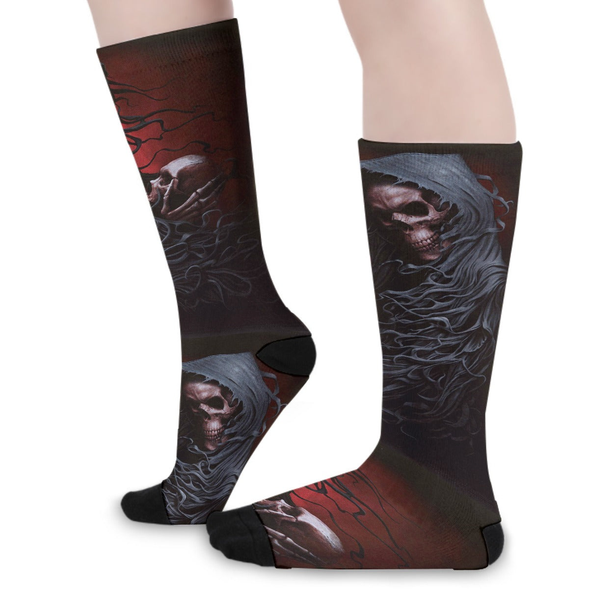 Grim reaper skull Unisex Long Socks, gothic skull halloween socks