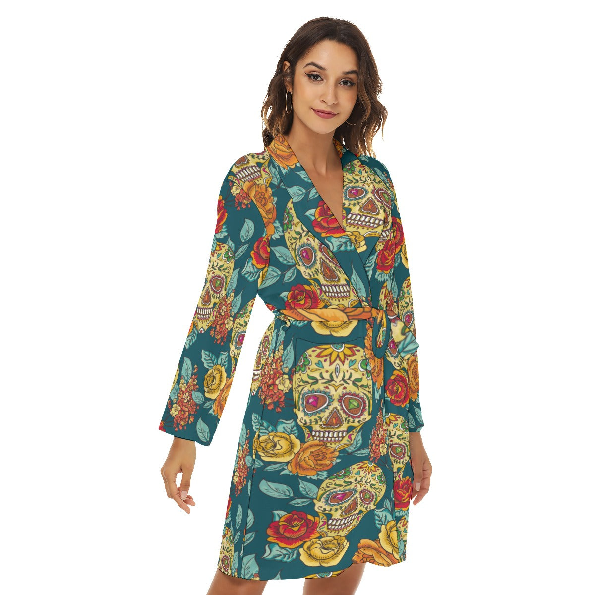 Day of the dead sugar skull Women's Robe