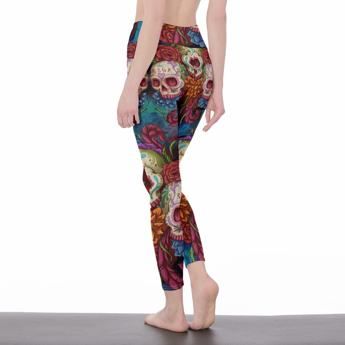 Gothic sugar skull Women's Casual Leggings, Day of the dead Dia de los muertos yoga fitness pants