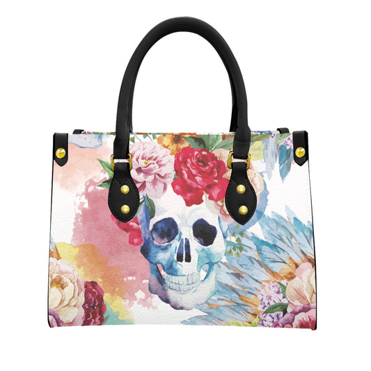 Floral skull Handbag, sugar skull handbag, sugar skull purse, Halloween handbag