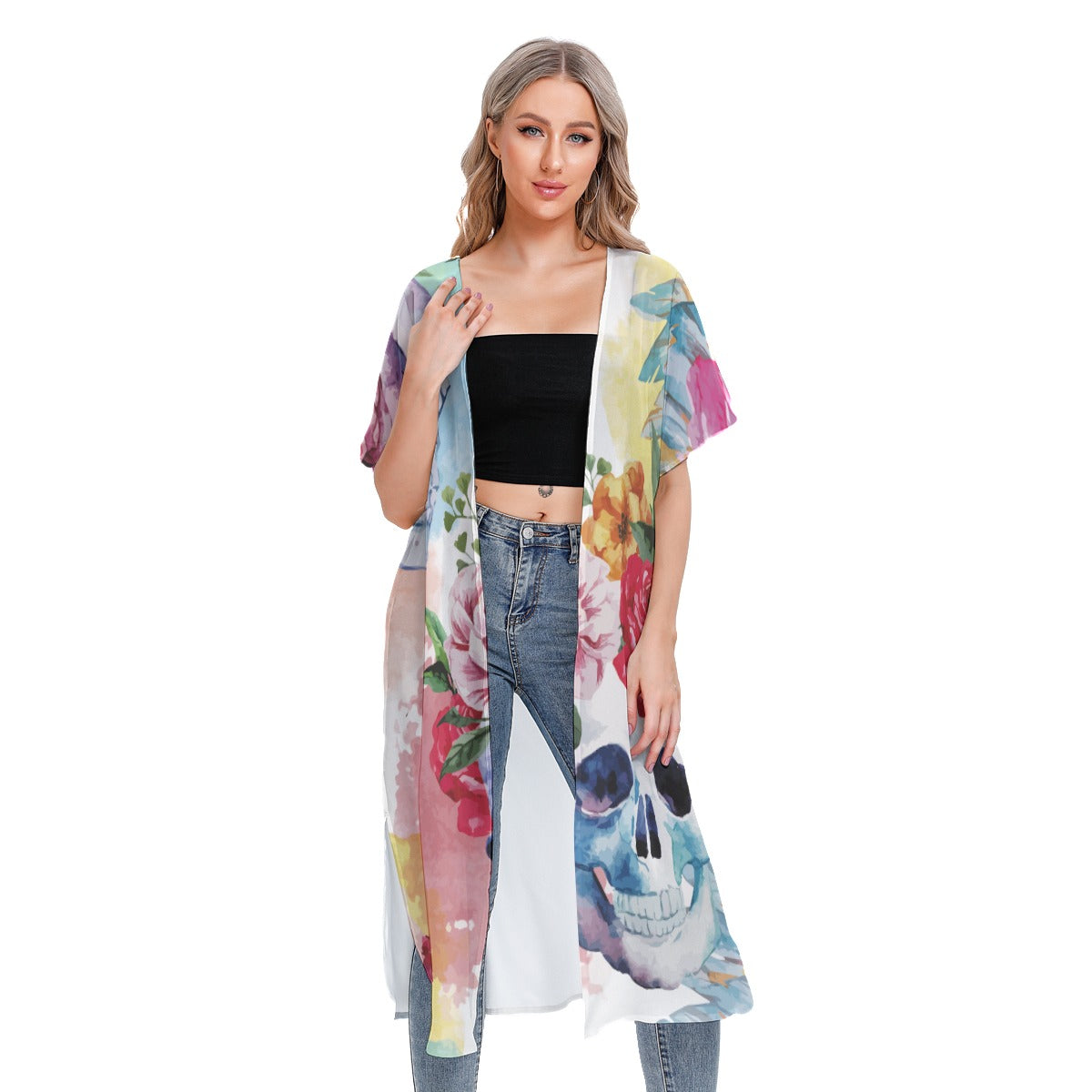 All-Over Print Women's Short Sleeve Cardigan