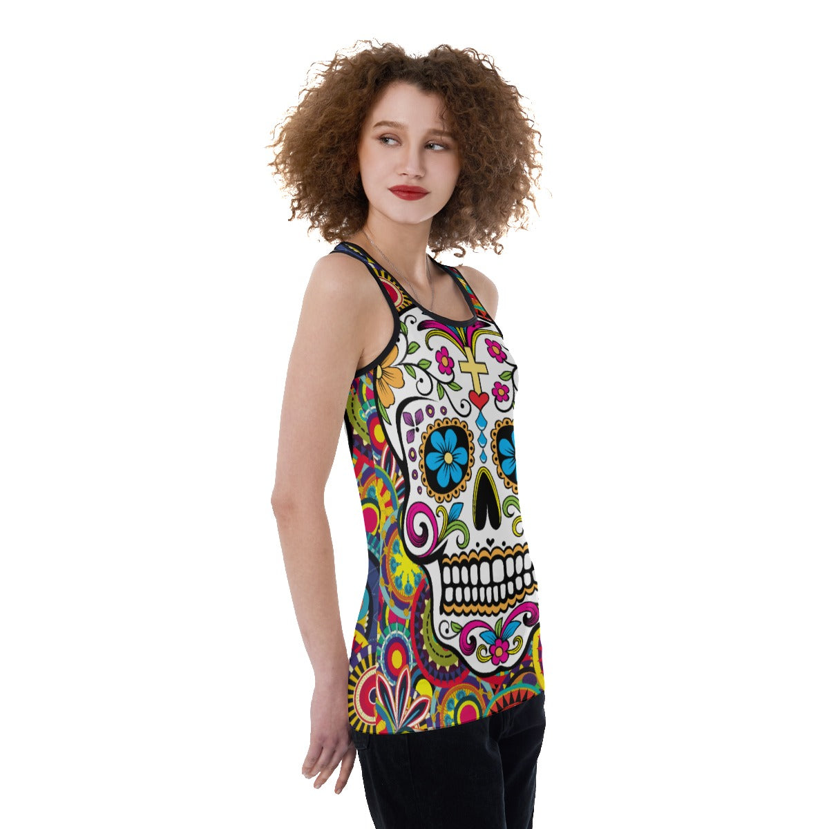 Calaveras sugar skull Women's Back Hollow Tank Top