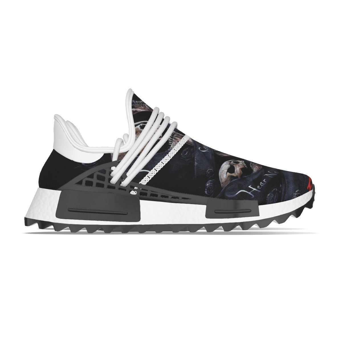 No see no hear no speak skeleton Halloween Women's Mesh Sneakers