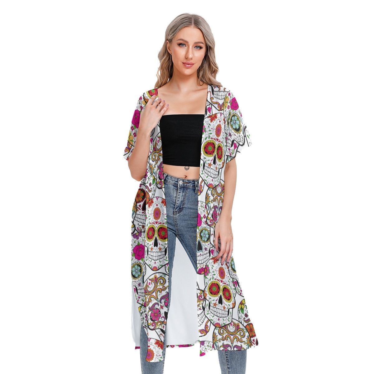 All-Over Print Women's Short Sleeve Cardigan