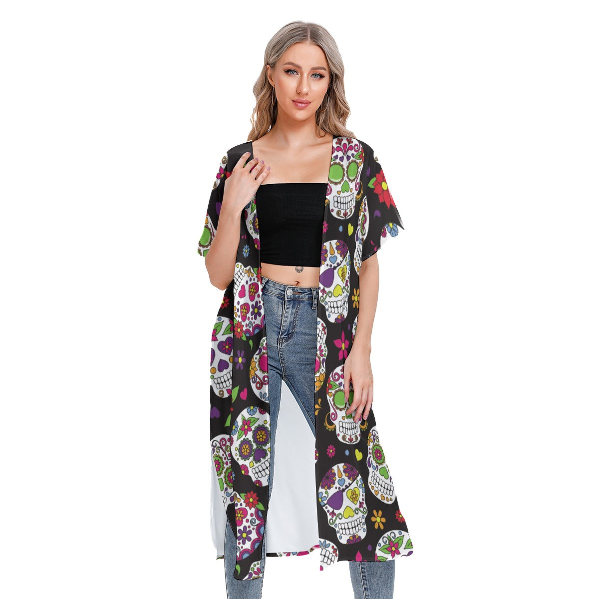 All-Over Print Women's Short Sleeve Cardigan