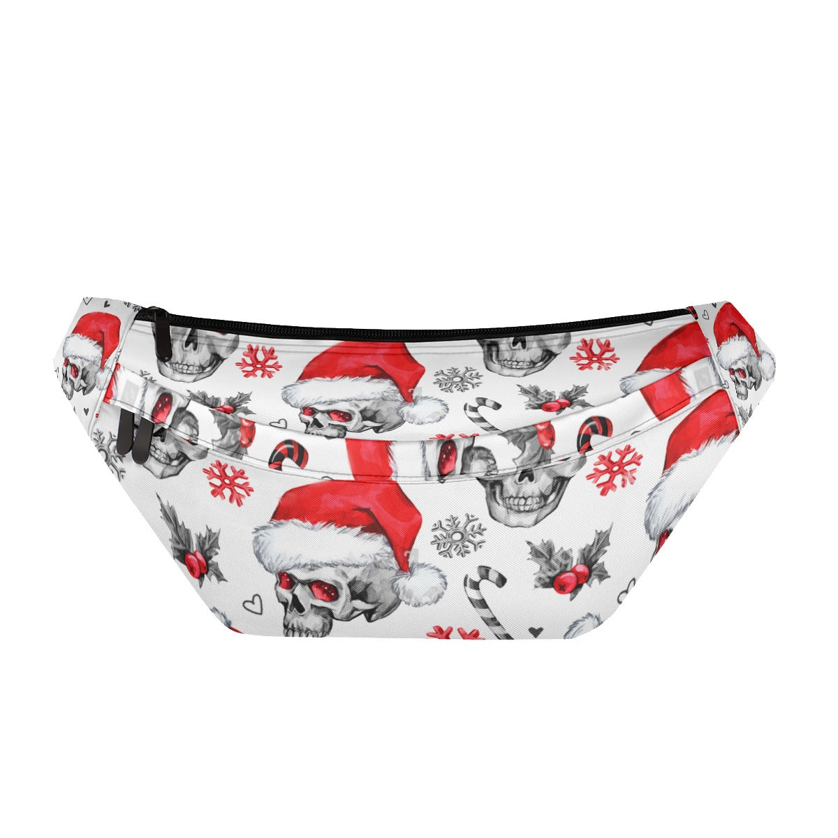 Gothic skeleton skull santa claus Large Fanny Bag, Christmas skull waist fanny bag purse