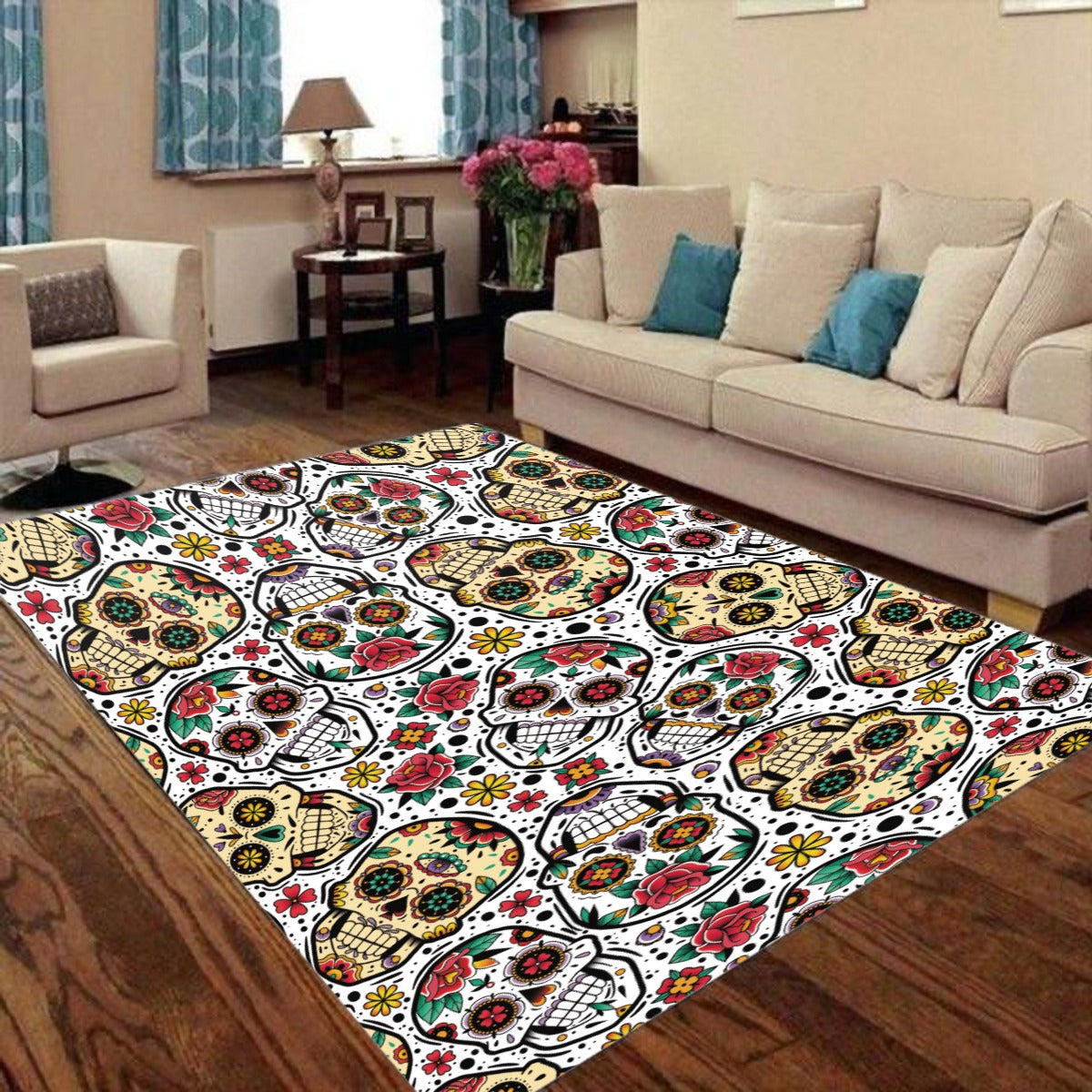 Day of the dead pattern Foldable Rectangular Floor Mat