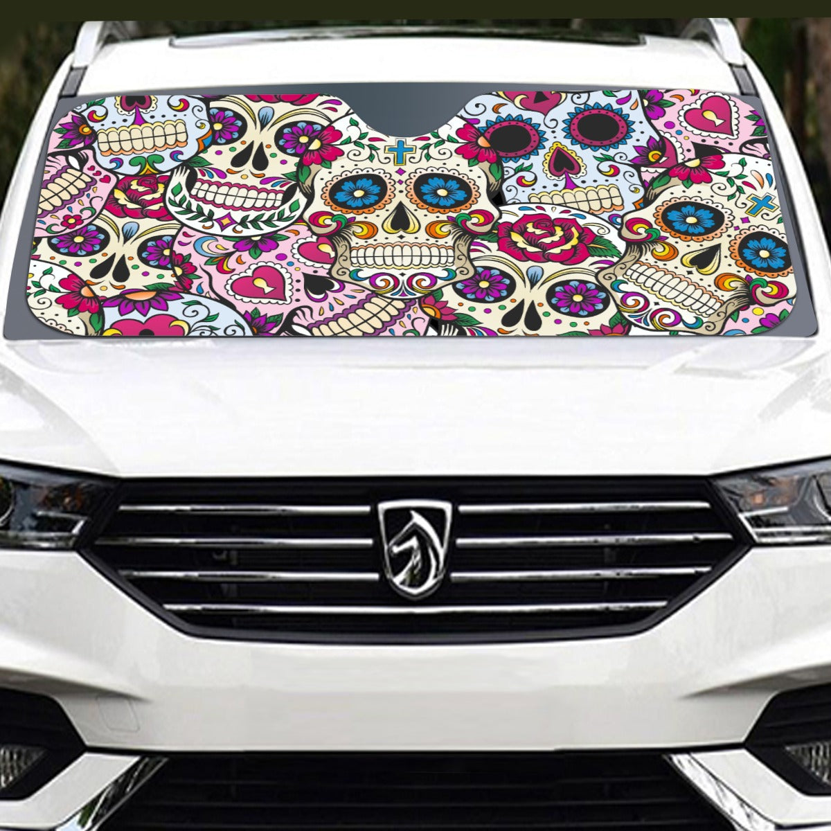 Day of the dead sugar skull Windshield Sunshade