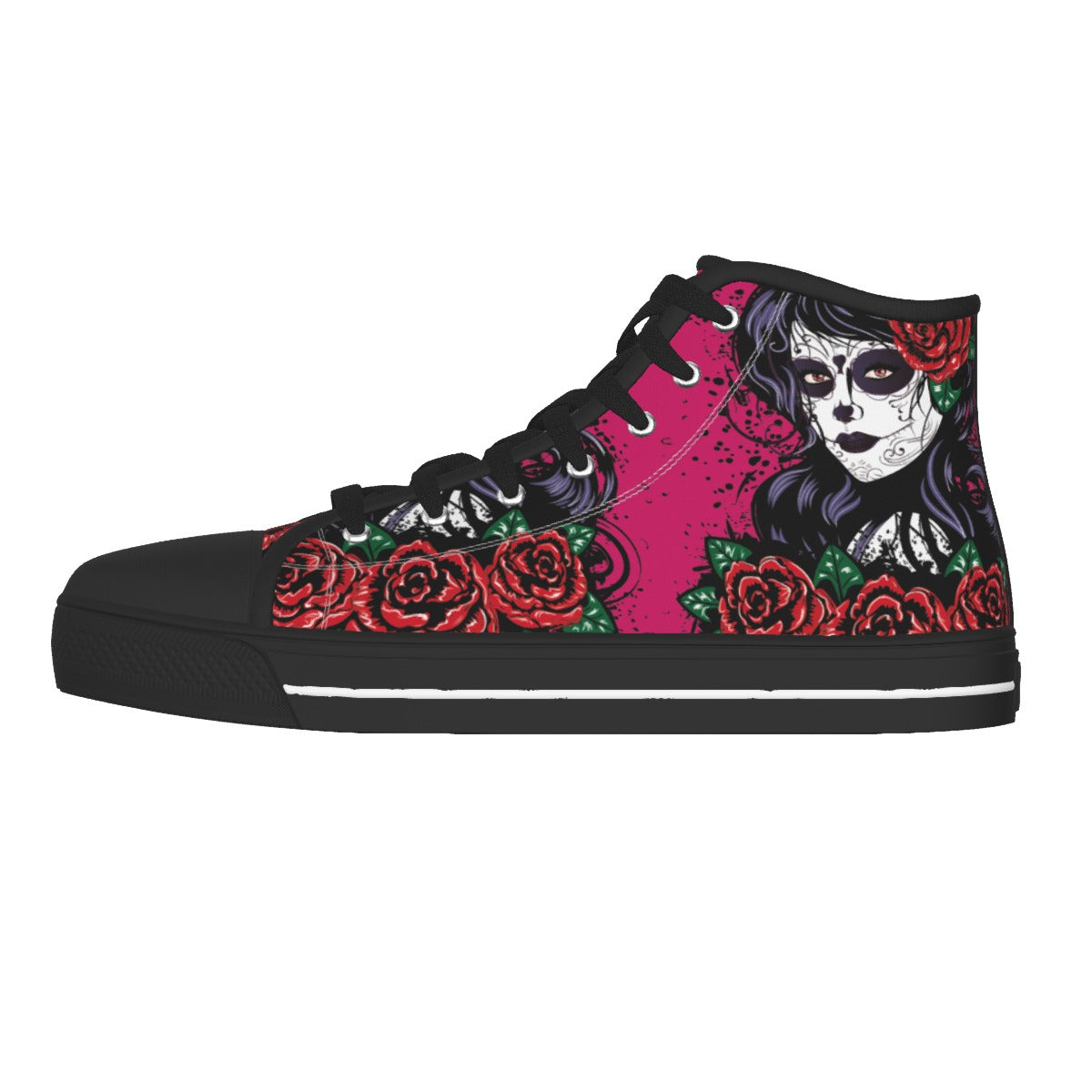 Sugar skull Women's Black Sole Canvas Shoes