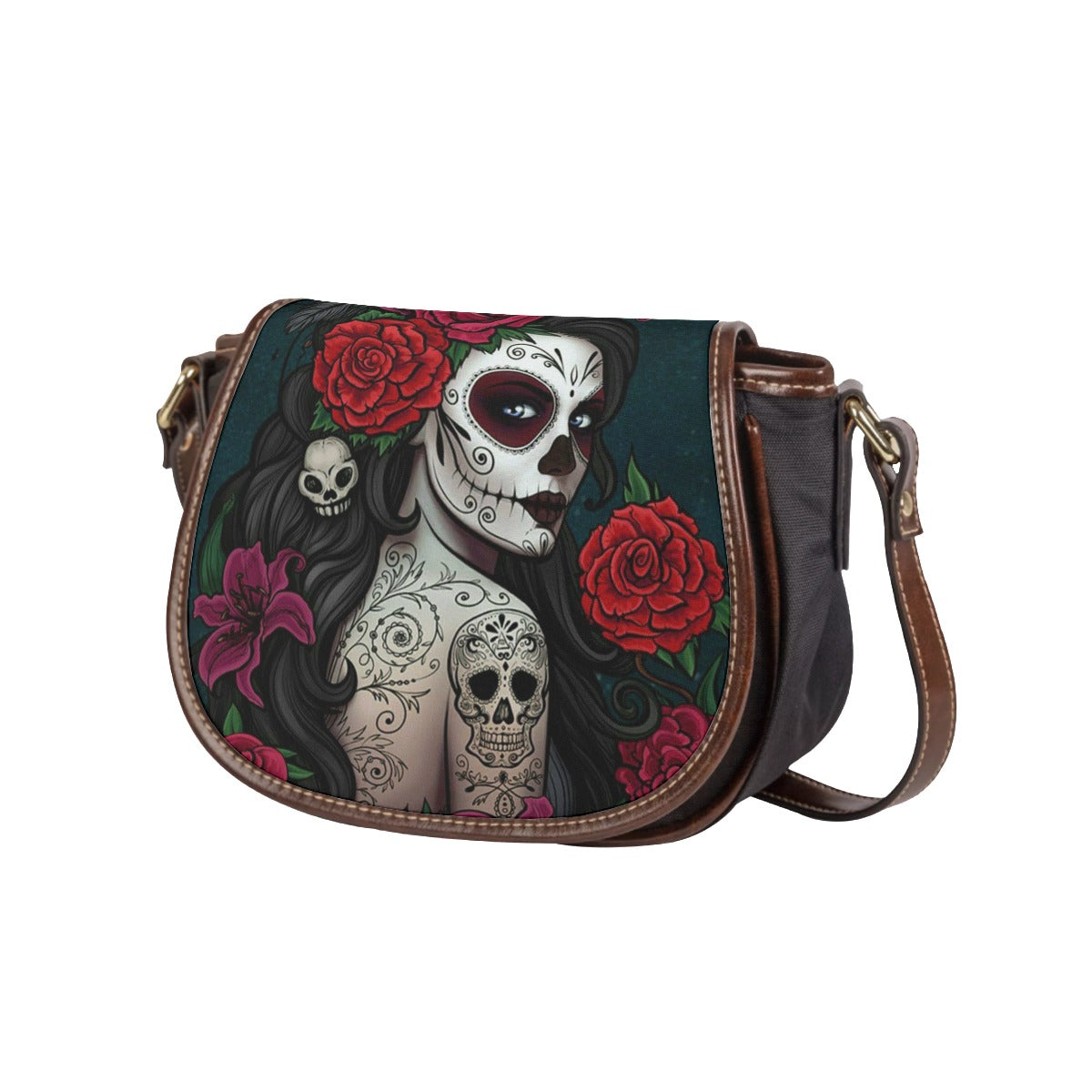 Day of the dead sugar skull girl Tambourin Bag, Dia de los muertos shoulder bag crossbody bag