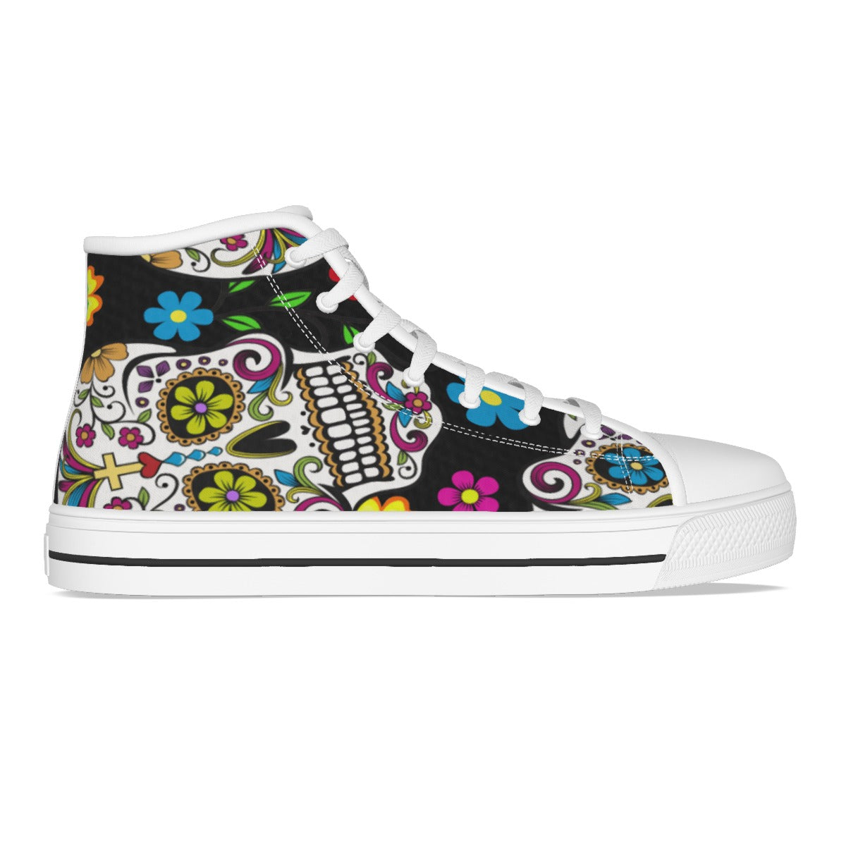 Day of the dead sugar skull Women's Canvas Shoes, Mexican calaveras skull skeleton shoes sneakers