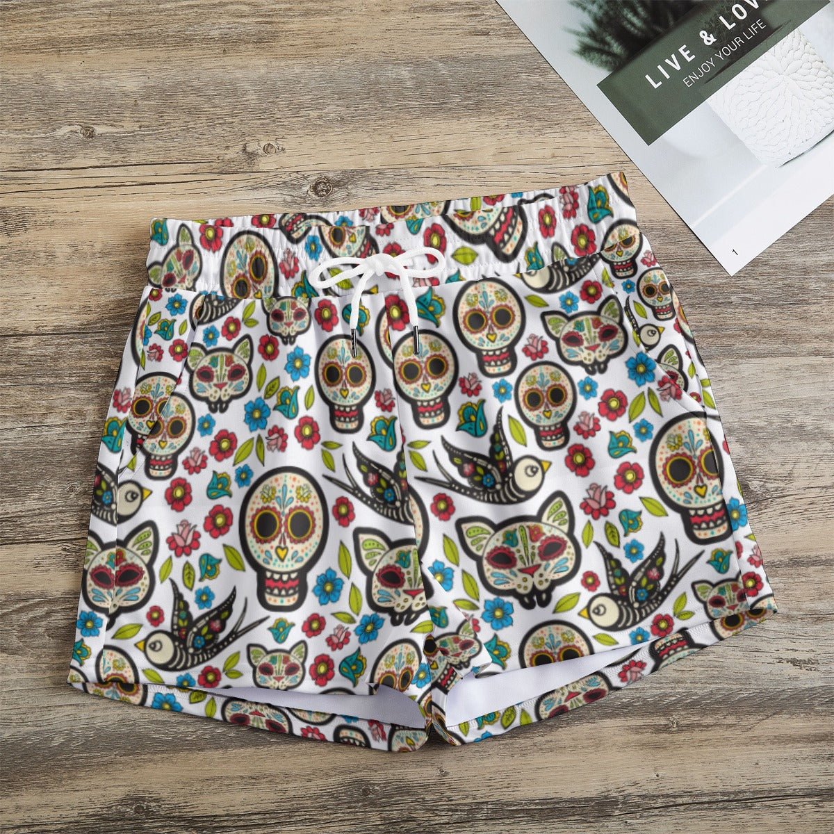 Sugar skull Women's Casual Shorts, Day of the dead women's shorts
