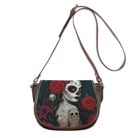 Day of the dead sugar skull girl Tambourin Bag, Dia de los muertos shoulder bag crossbody bag