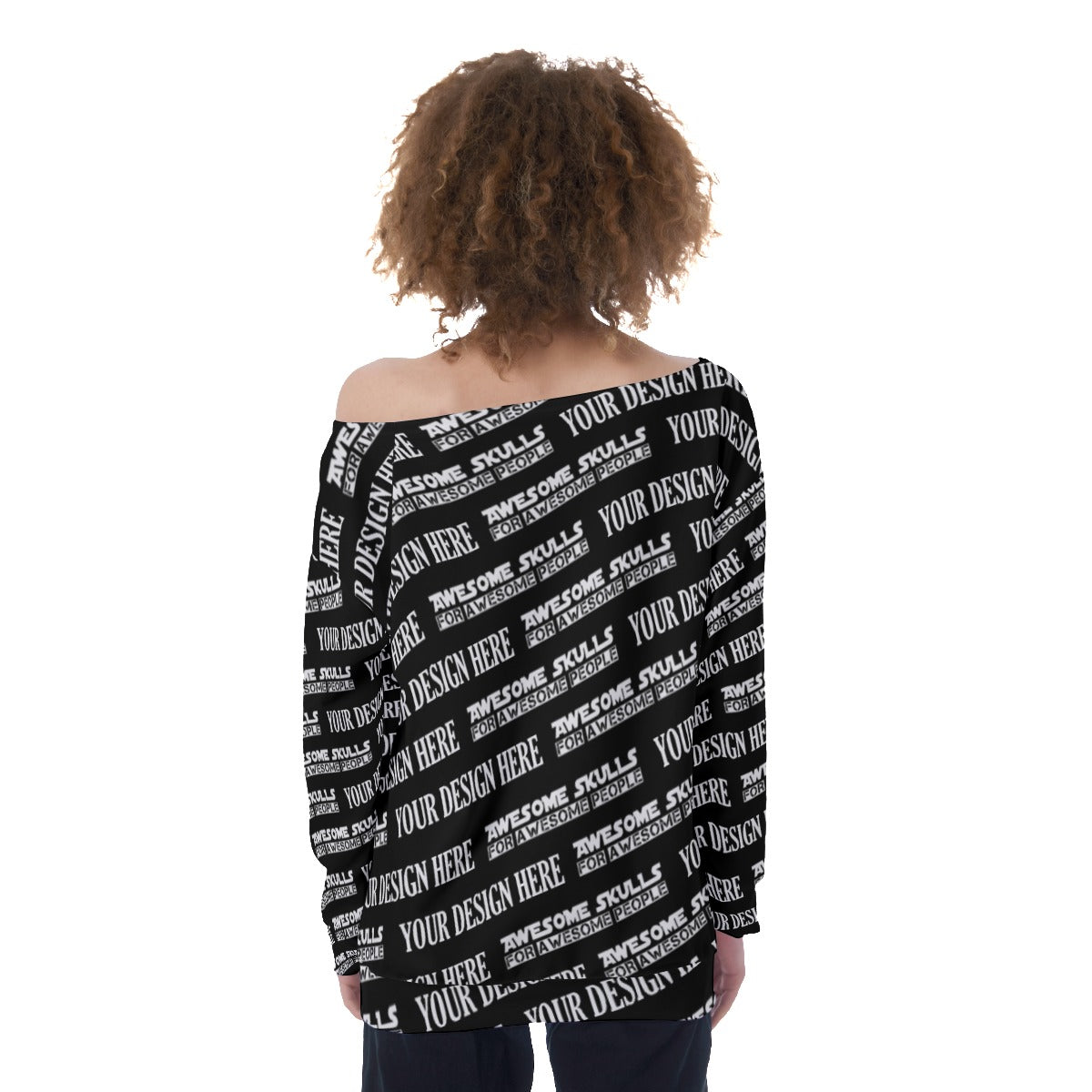 Custom print on demand pod Women's Hoodie Off-Shoulder Sweatshirt