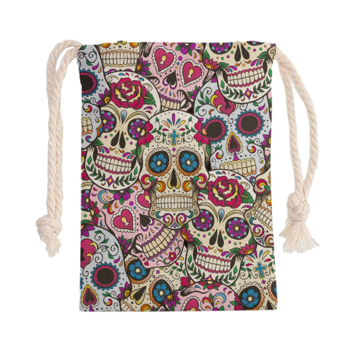 Gothic Dia de los muertos sugar skull Drawstring Bag