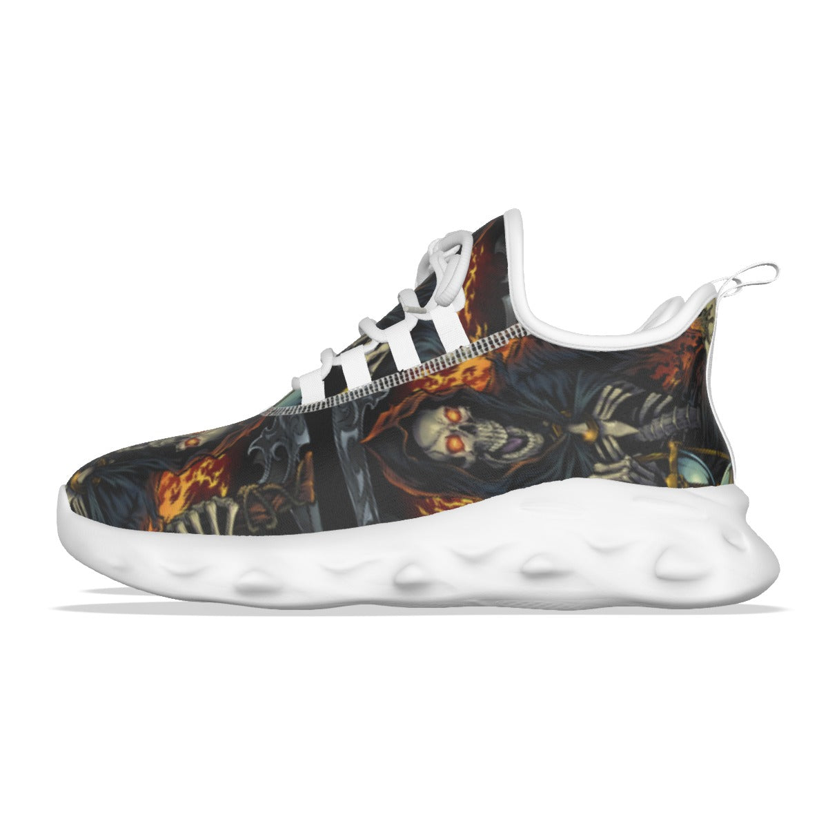 Flaming grim reaper skull Men's Light Sports Shoes