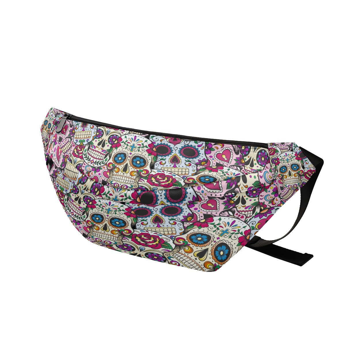 Dia de los muertos Large Fanny Bag, Calaveras skull skeleton waist fanny bag purse, sugar skull bags