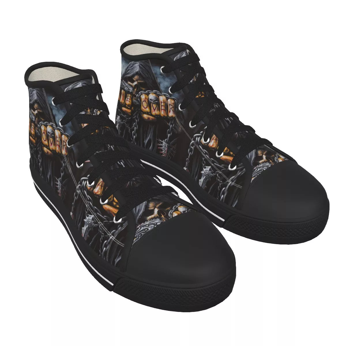 Game over Grim reaper Men's Canvas Shoes, sugar skull sneaker shoes