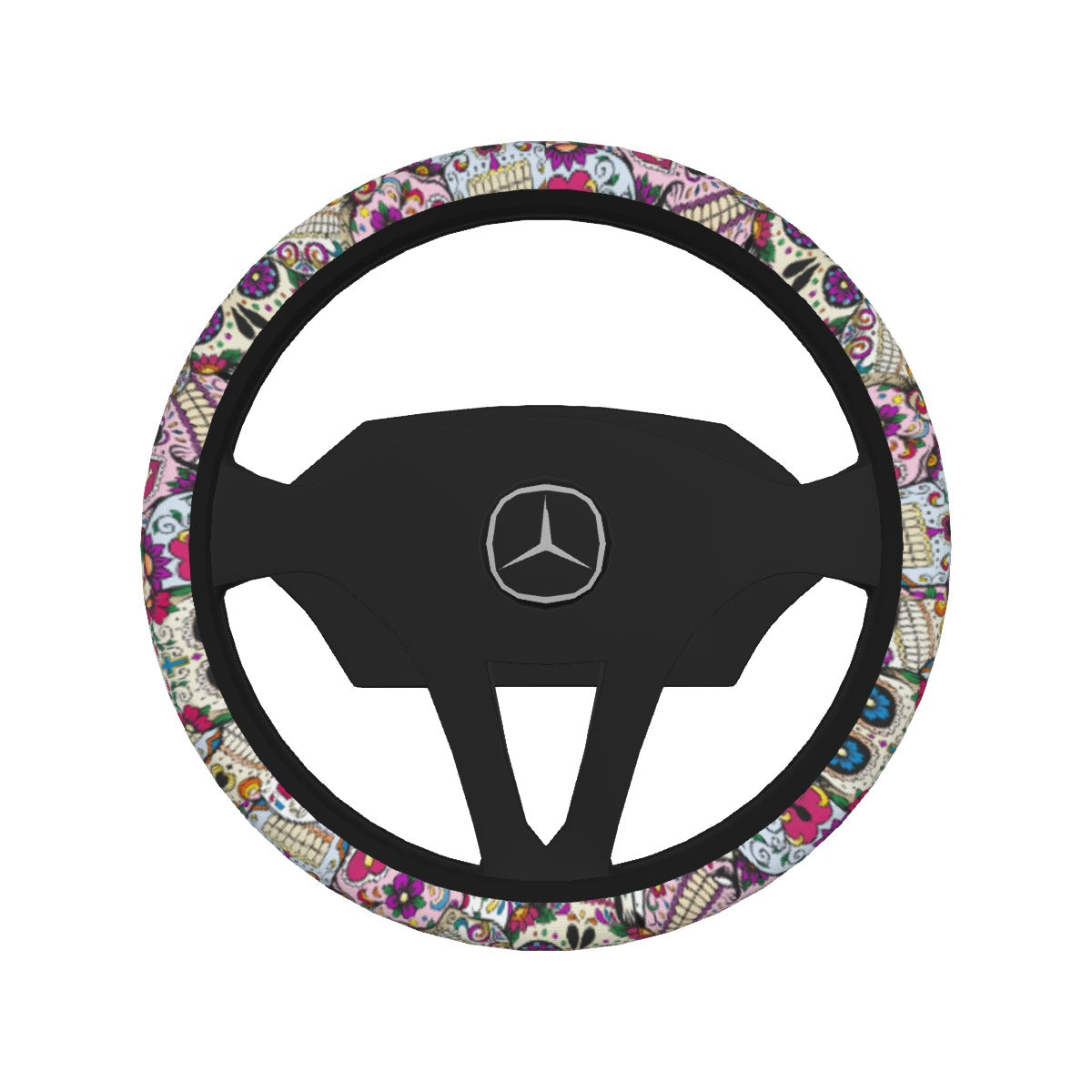 Dia de los muertos Steering Wheel Cover, Sugar skull day of the dead steering wheel cover