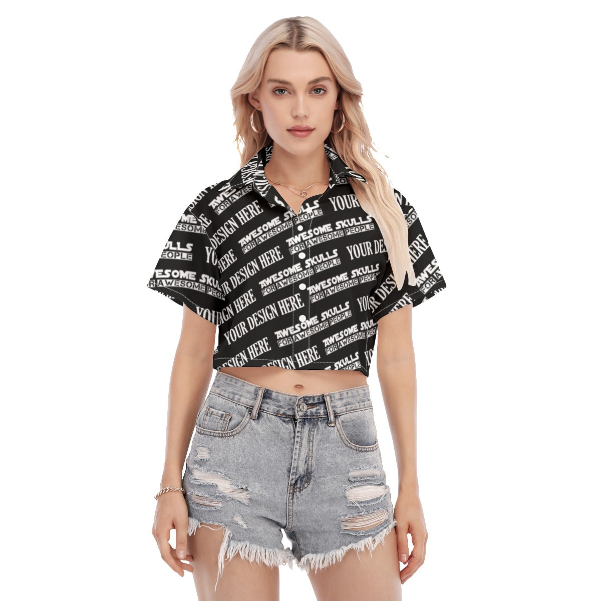 Custom print on demand pod Women's Shirts Cropped Shirt