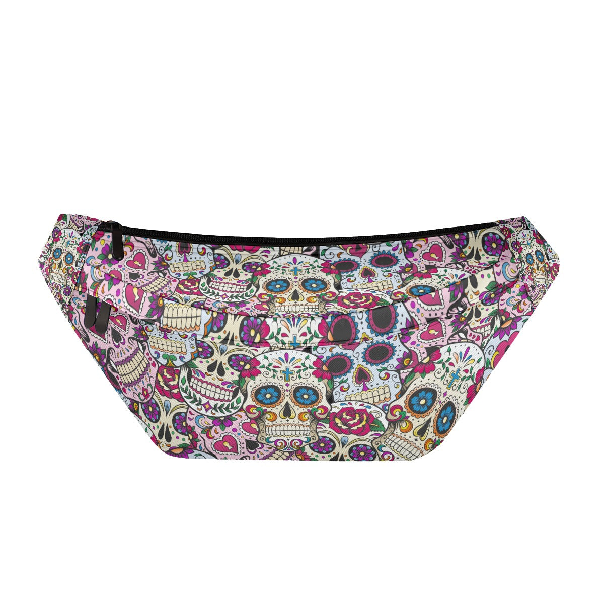 Dia de los muertos Large Fanny Bag, Calaveras skull skeleton waist fanny bag purse, sugar skull bags