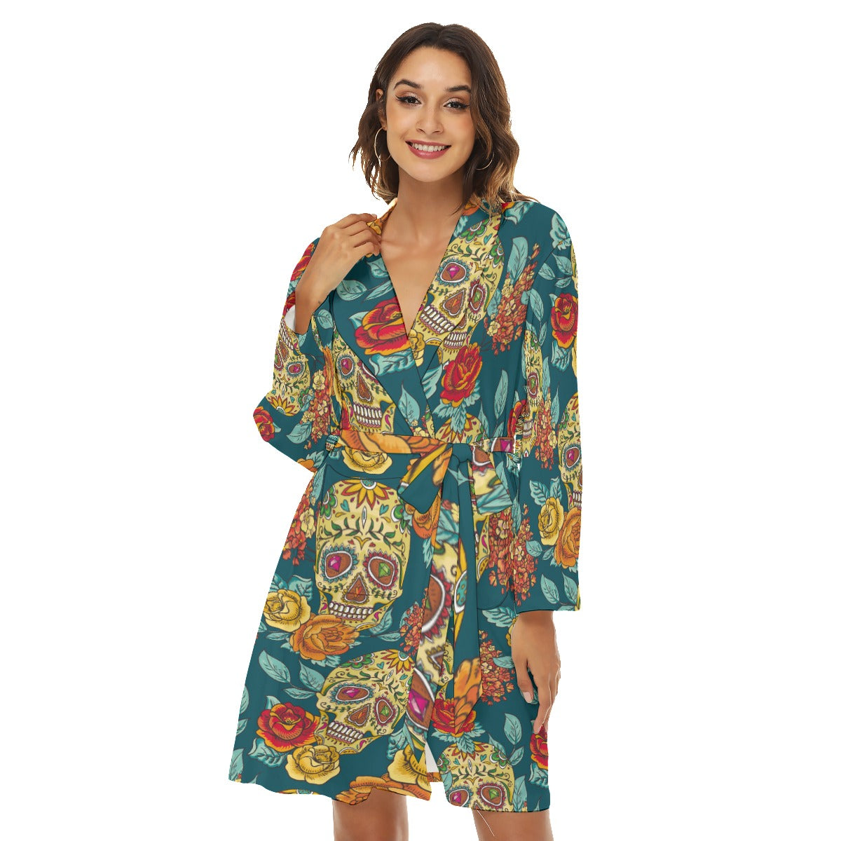 Day of the dead sugar skull Women's Robe