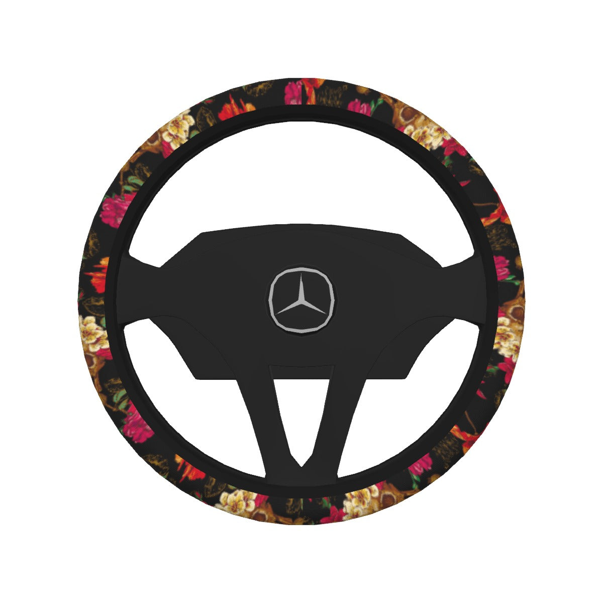 Floral skull Steering Wheel Cover