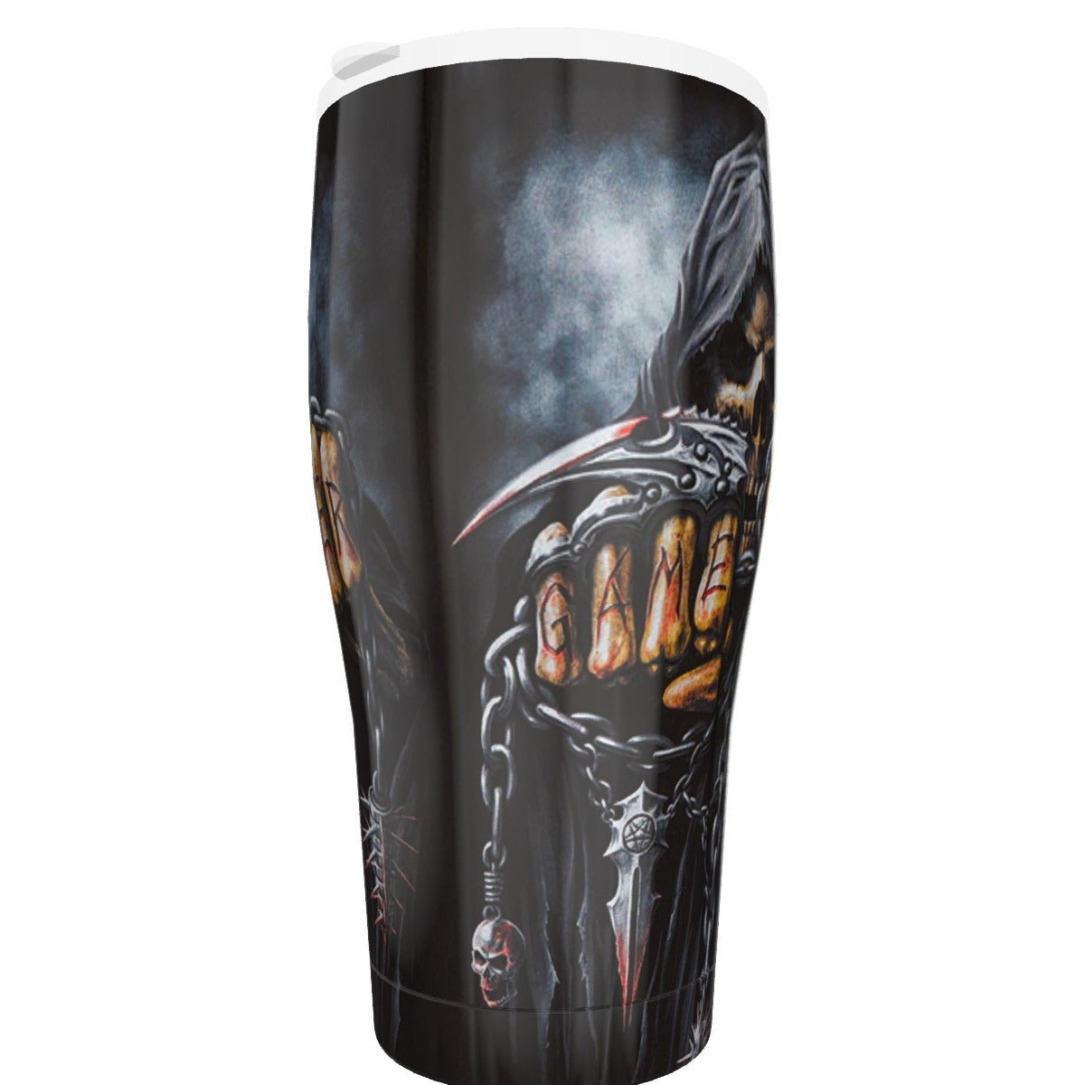 Grim Reaper Game Over skull Tumbler 30oz