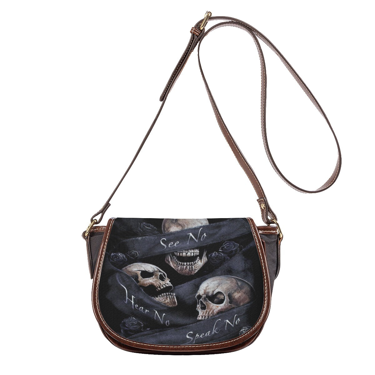 No see no hear no speak evils Tambourin Bag, skull skeleton evils bag purse shoulder bag