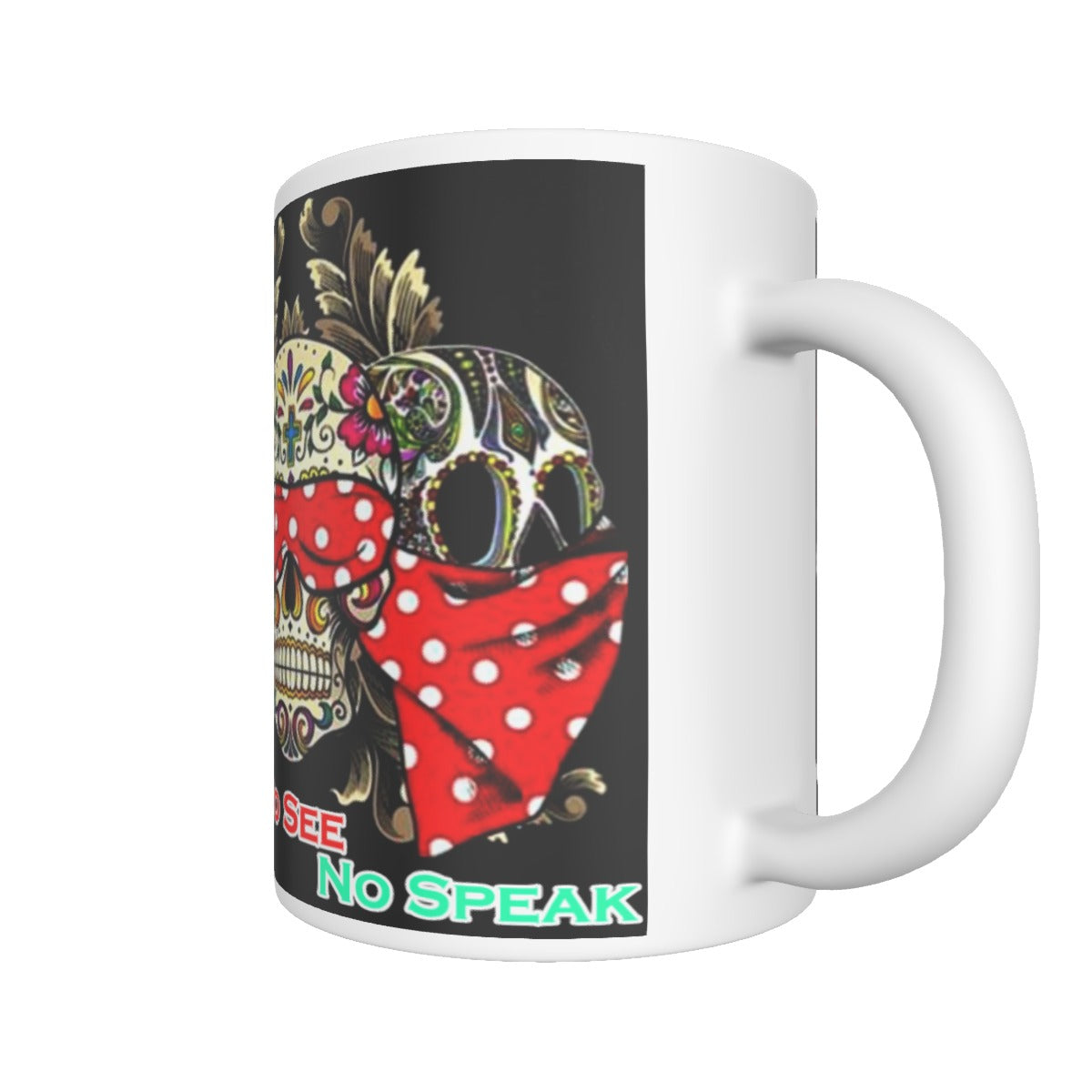 No see no hear no speak sugar skull Ceramics mug