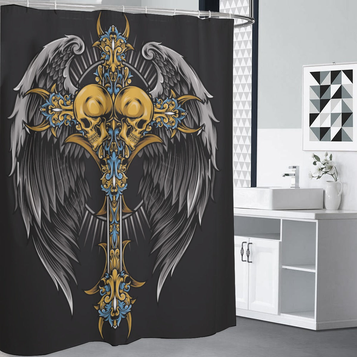 Cross skull gothic Shower Curtains 150(gsm)