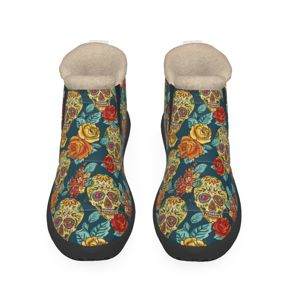 Sugar skull Day of the dead Women's Plush Boots, Mexican skull boots