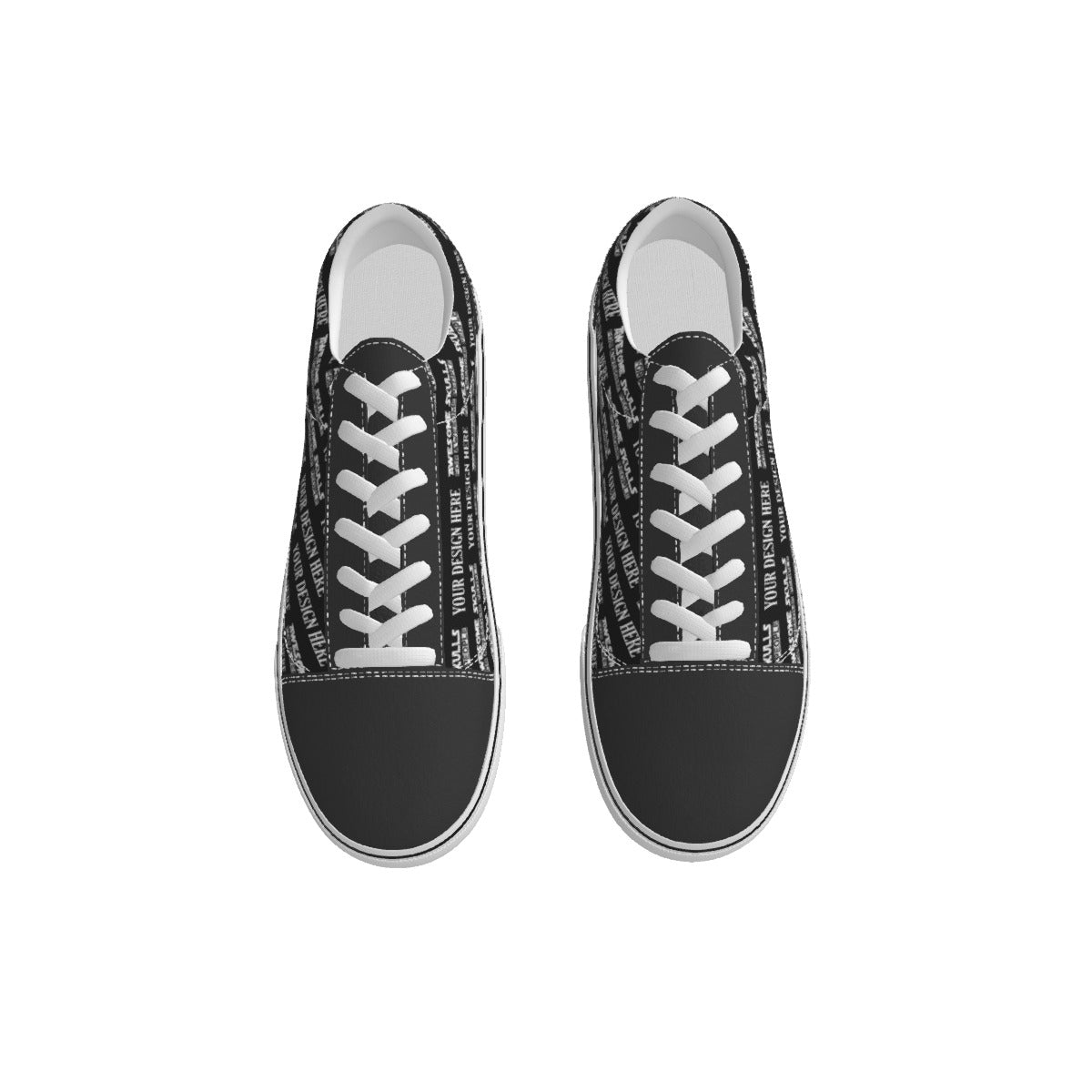 Custom Print on demand POD Women's Leather stitching canvas shoes