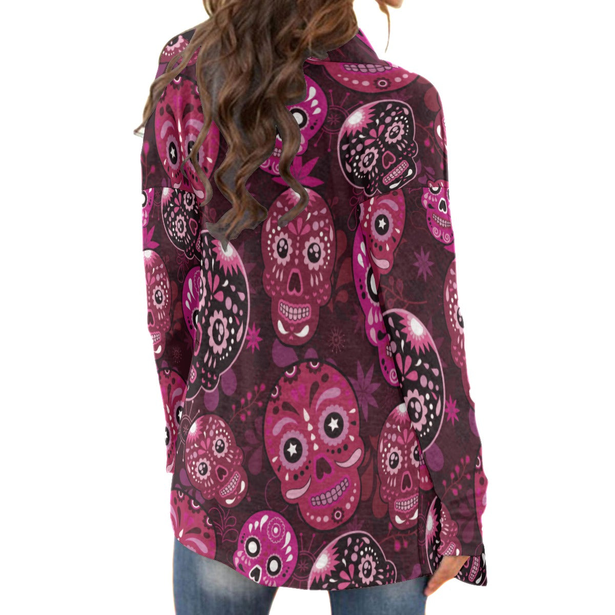 Sugar skull Mexican skull Women's Cardigan With Long Sleeve