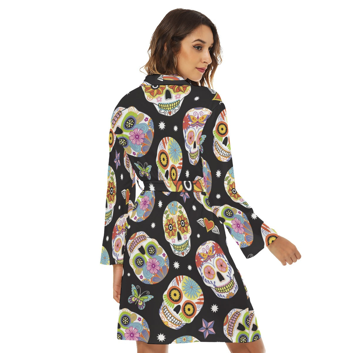 Day of the dead calaveras mexican skull Women's Robe