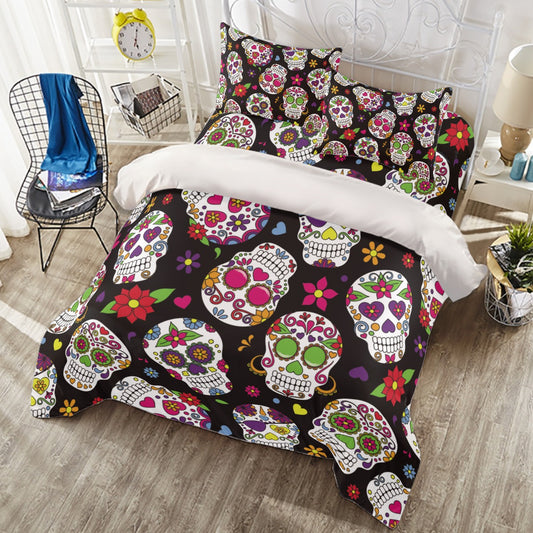 Dia de los muertos Four-piece Duvet Cover Set, Mexican calaveras skull bedding cover set