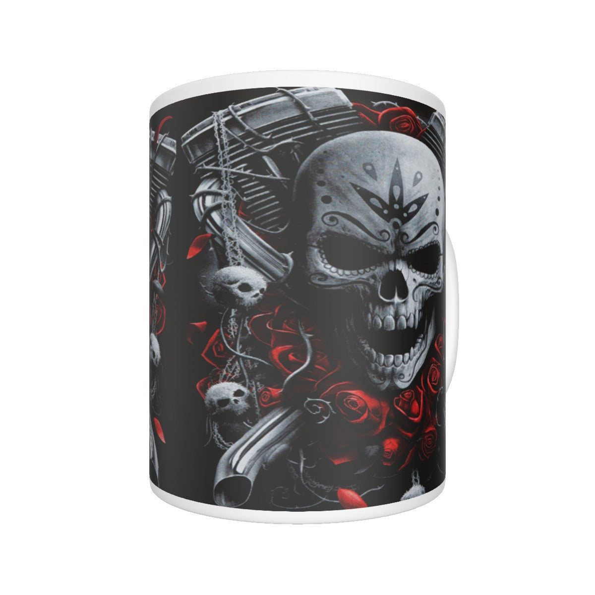 Skull Motorcycle Ceramics mug, Skull biker tumbler mug