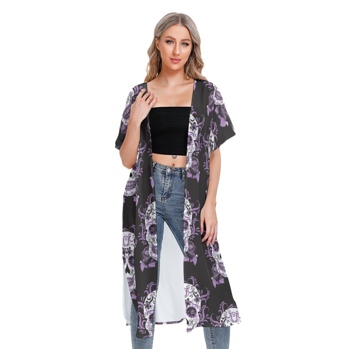 All-Over Print Women's Short Sleeve Cardigan