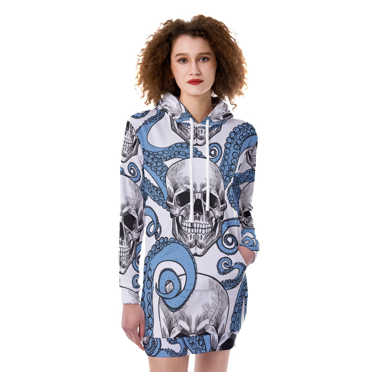 Gothic skull All-Over Print Women's Heavy Fleece Long Hoodie