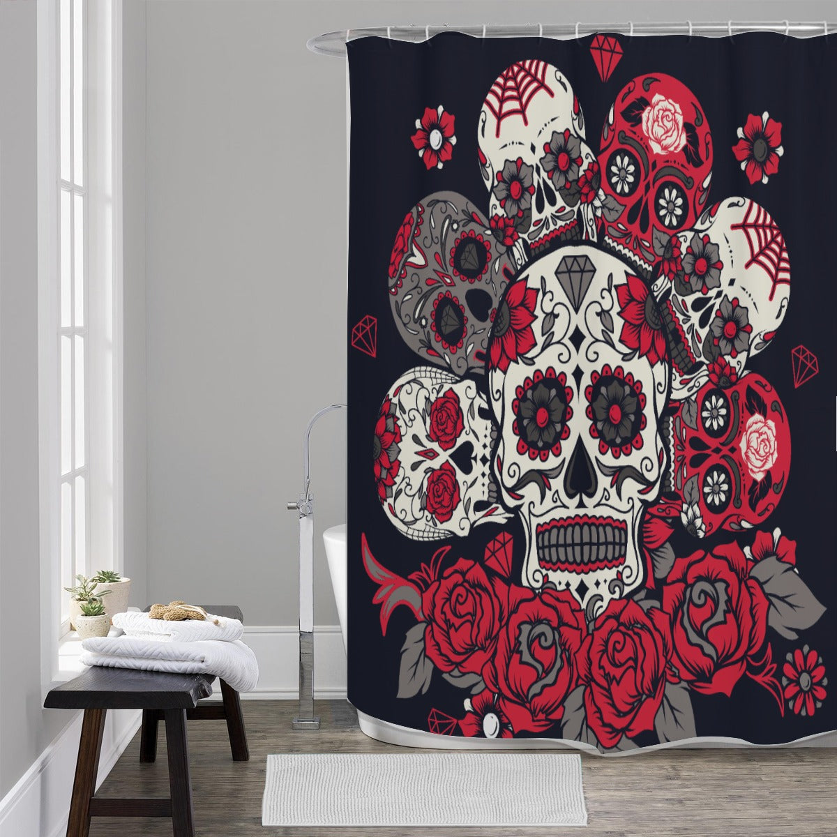 Day of the dead sugar skull pattern Shower Curtains 150(gsm)