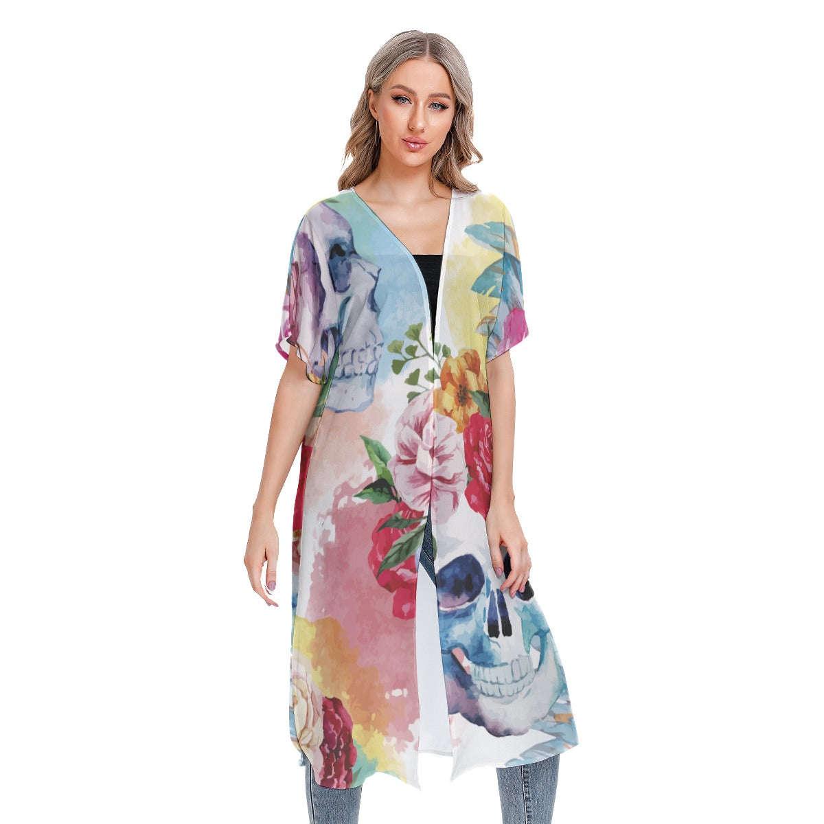 All-Over Print Women's Short Sleeve Cardigan