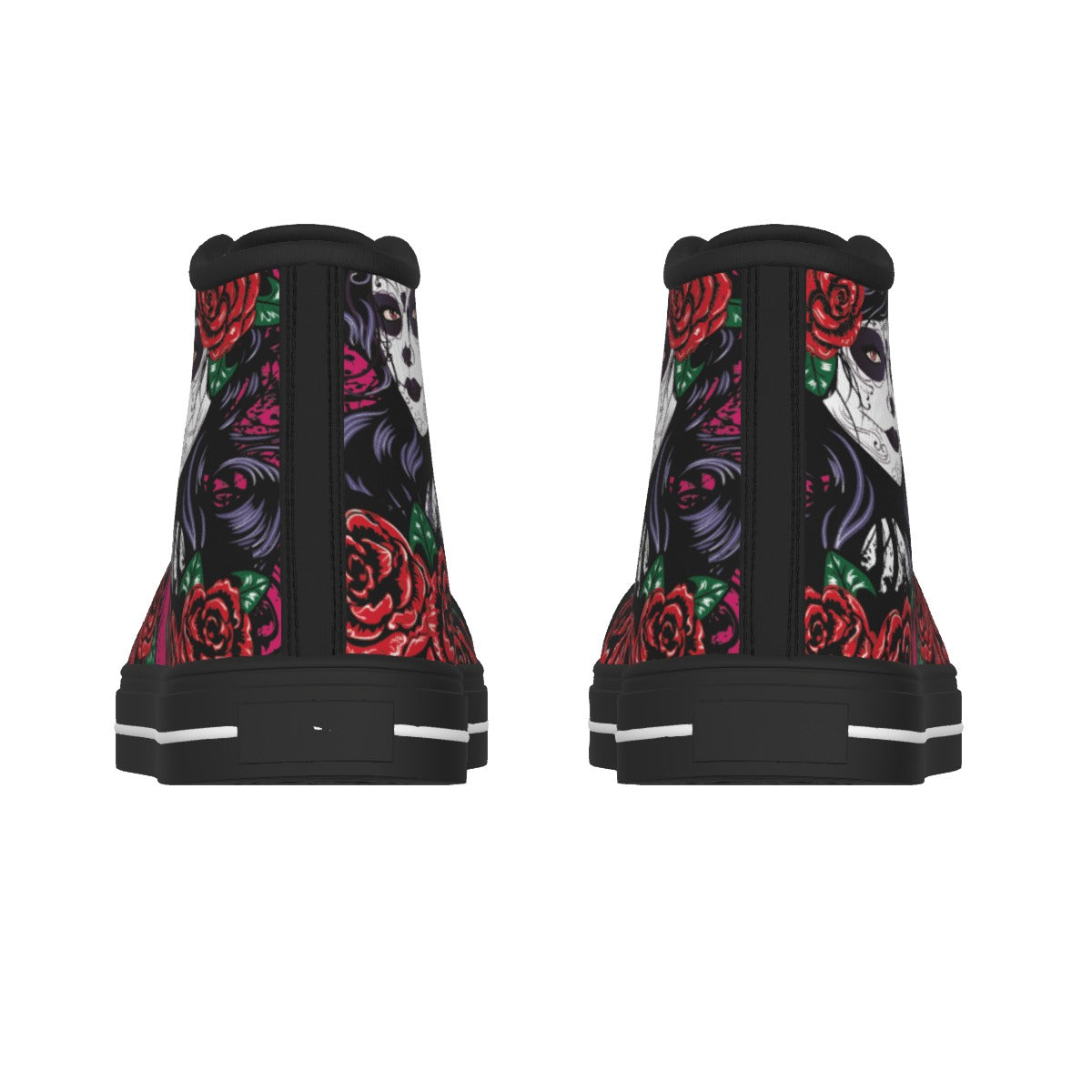 Sugar skull Women's Black Sole Canvas Shoes