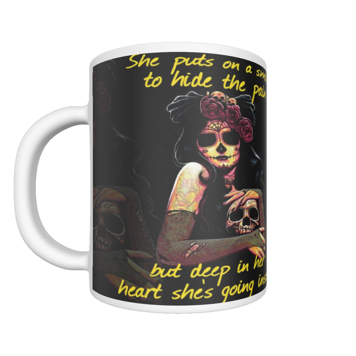 Sugar skull Ceramics mug, Day of the dead mug cup