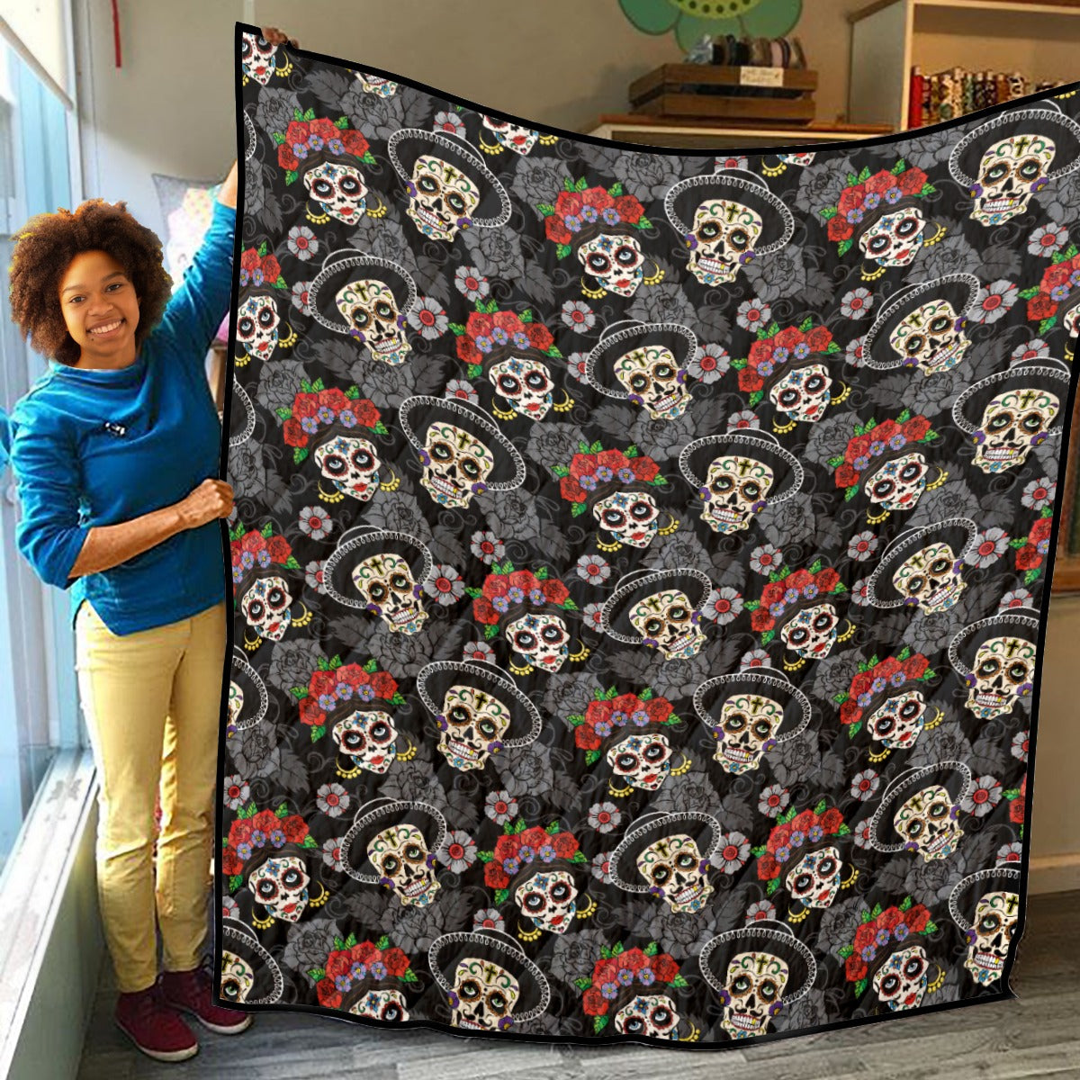 Sugar SKull day of the dead Household Lightweight & Breathable Quilt, Sugar skull blanket