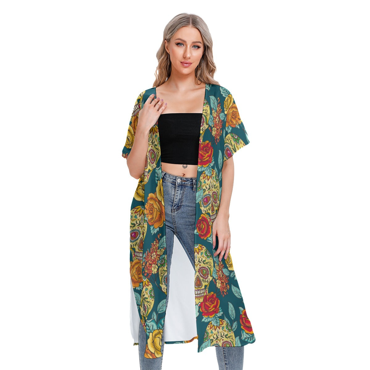 All-Over Print Women's Short Sleeve Cardigan