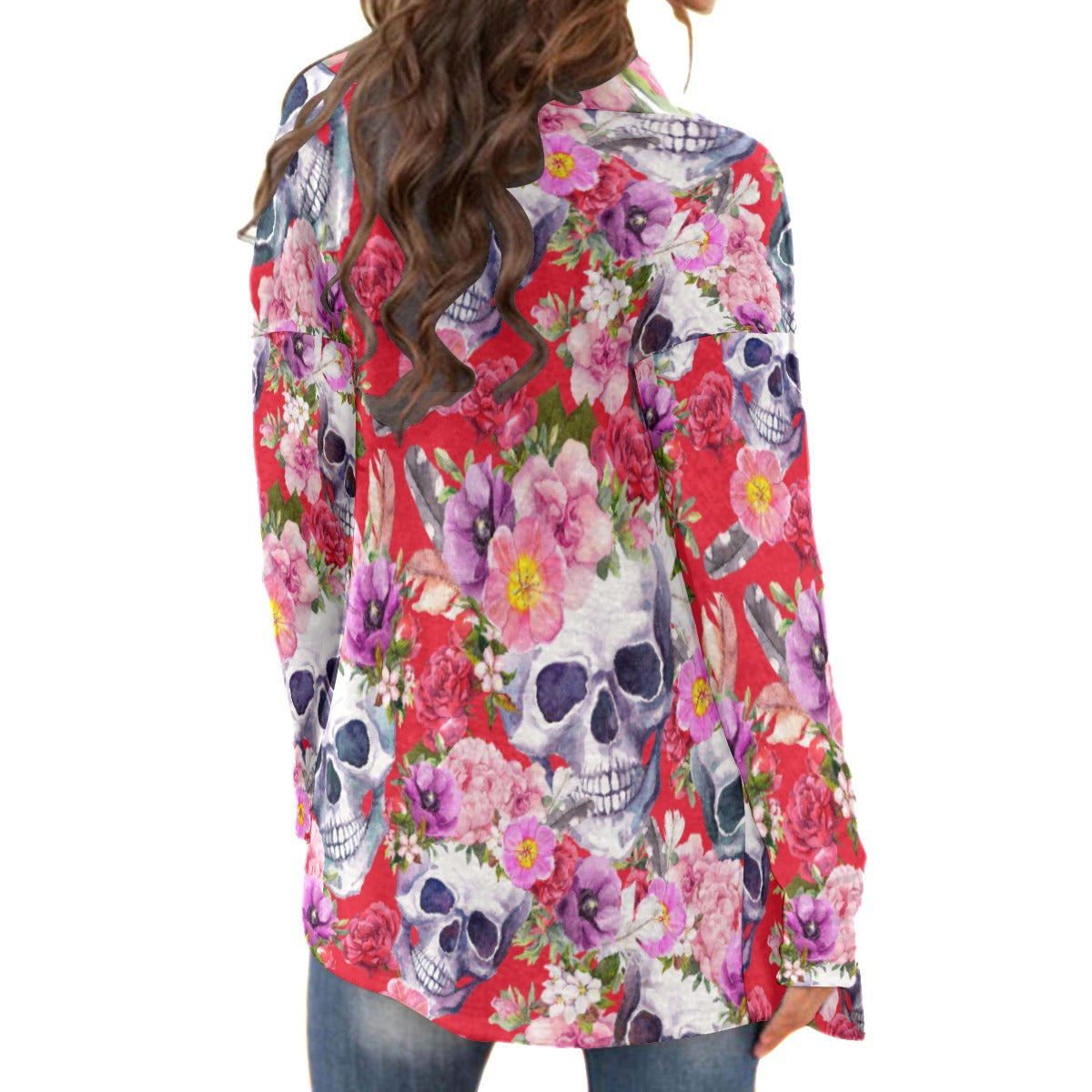 Mexican skull Calaveras Women's Cardigan With Long Sleeve