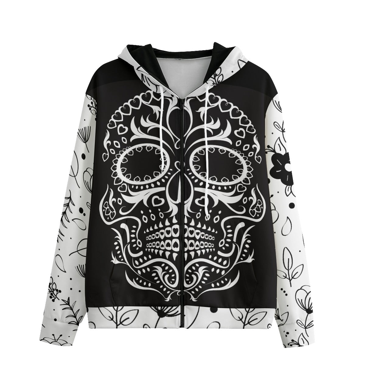 Sugar skull Unisex Pullover Hoodie With Zipper Closure | 300GSM Cotton