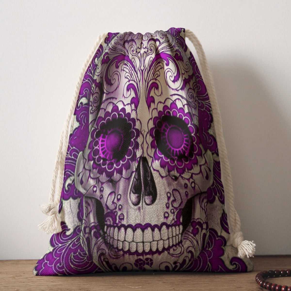 Gothic sugar skull Drawstring Bag, Day of the dead dia de los muertos handbag shoulder bag